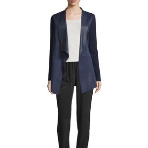 Elie Tahari Esme draped suede & knit combo jacket
